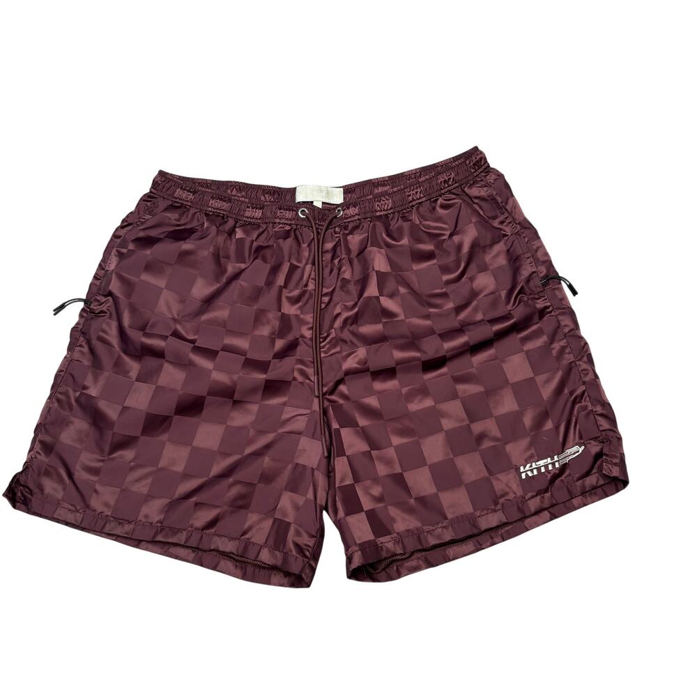 Kith Checkered Satin Collins Shorts Mens Large FW24 Nylon Gym Streetwear
